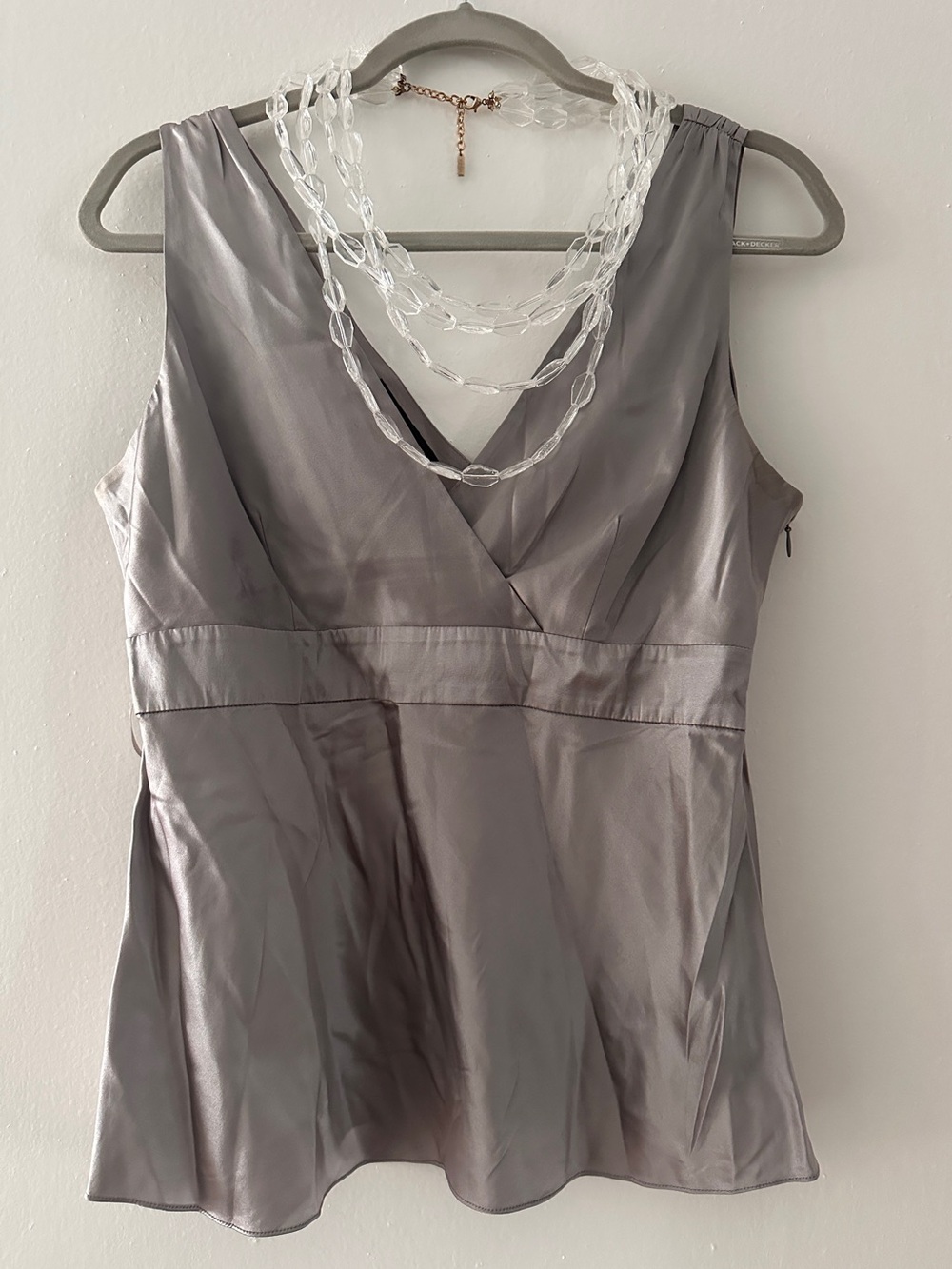 INC International Concepts Satin Top in Silver